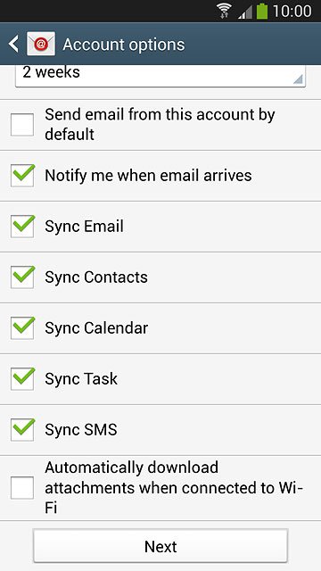 Press Automatically download attachments when connected to Wi-Fi to turn the function on or off.