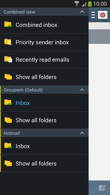 Press Inbox below the required email account.