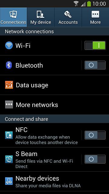 Press the Connections tab.