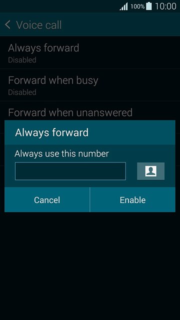 Key in (prefix) 5 (your phone number) and press Enable.