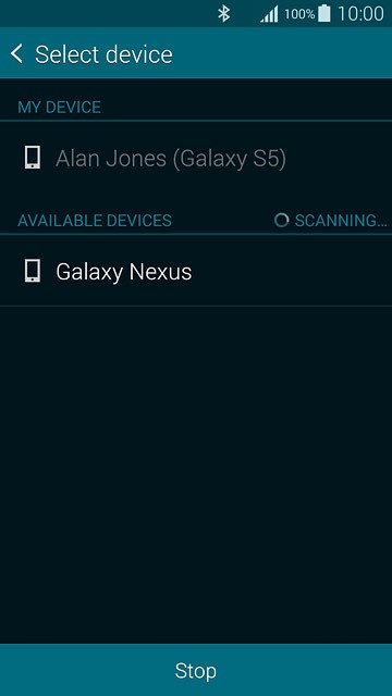 Your phone now searches for devices and after a moment, a list of Bluetooth devices within range is displayed.Press the required Bluetooth device.The file is sent.