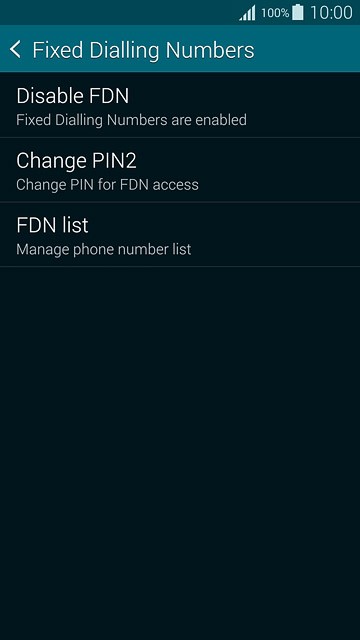 To turn off fixed dialling:Press Disable FDN.