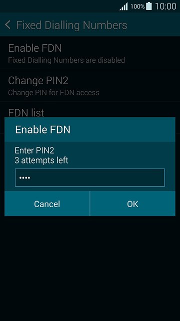 Key in your PIN2 and press OK.
