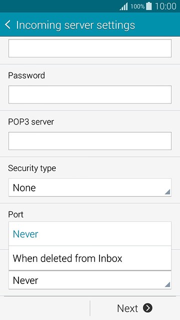 Press Never or When deleted from Inbox.