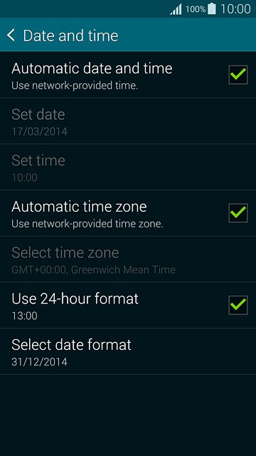 Press Automatic time zone until the function is turned on.