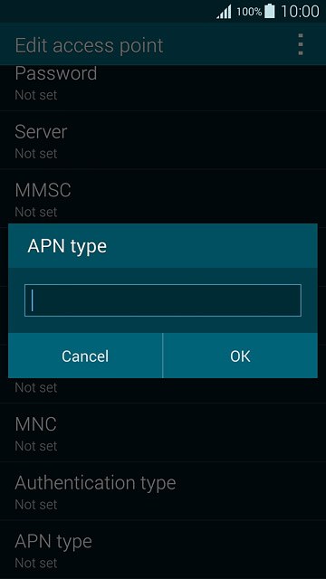 Key in default and press OK.