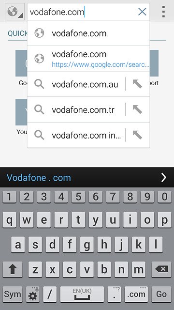 Key in the address of the required web page and press Go.
