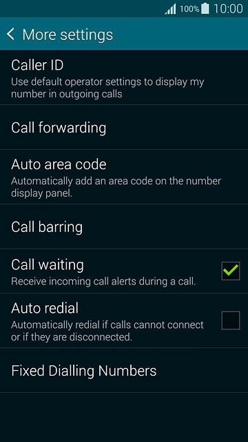 The current settings are displayed.Press Call waiting to turn the function on or off.