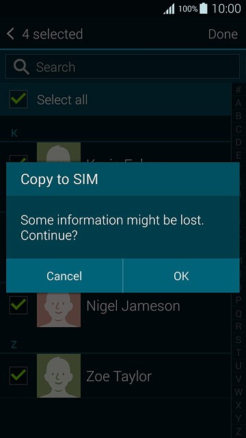 Press OK to confirm.