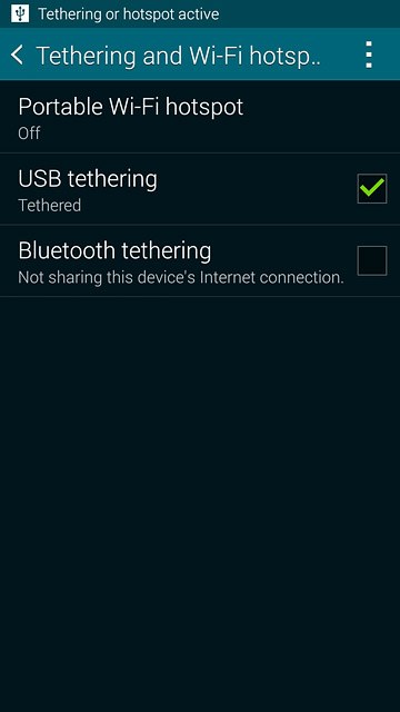 Press USB tethering until the function is turned on.