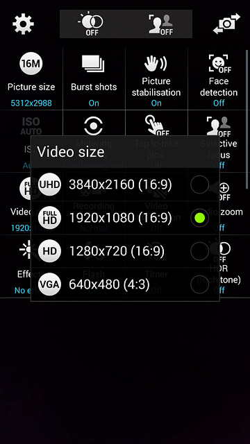 Press the required resolution.