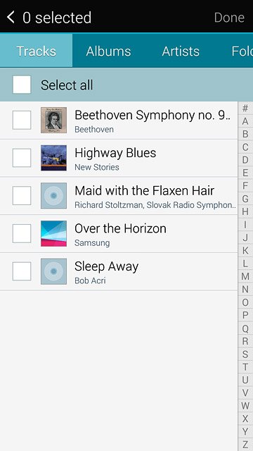 Press the required audio files to select them.