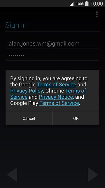 Press OK.Follow the instructions on the display to select settings for your Google account.