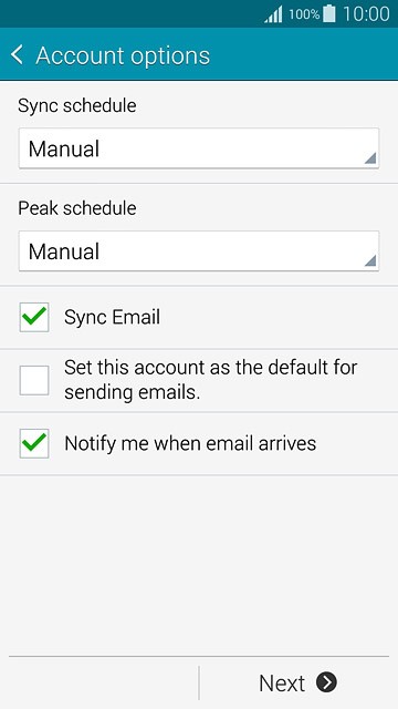 Press Sync Email to turn the function on or off.