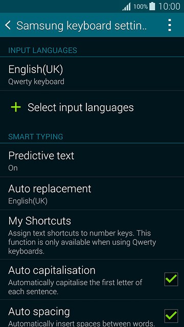 Press Select input languages.