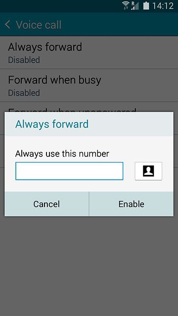 Key in (prefix) 5 (your phone number) and press Enable.