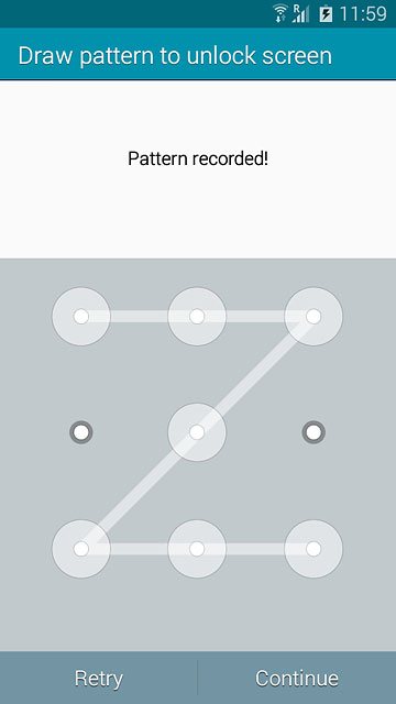 Press Continue.Repeat the selected phone lock code to confirm.
