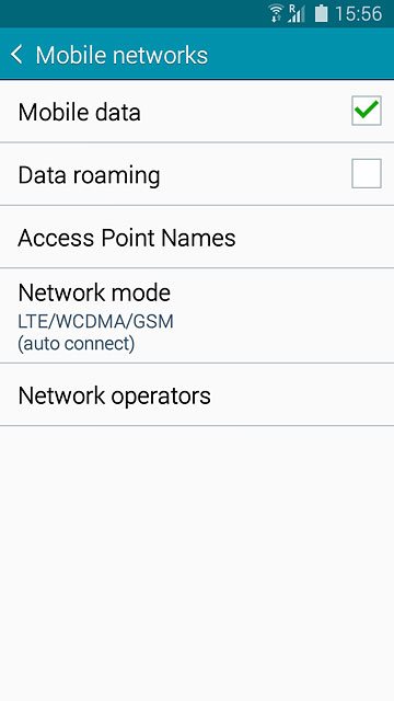 Press Data roaming to turn the function on or off.