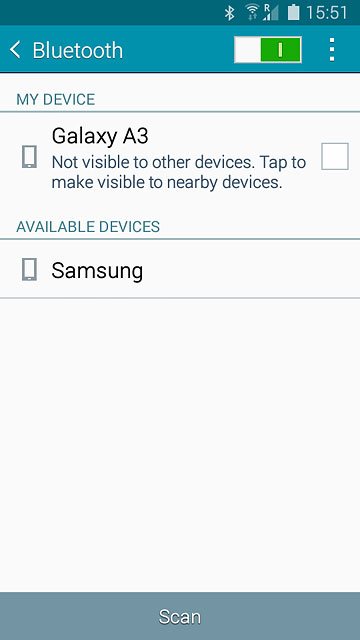 Make sure the other device is turned on and is ready to connect via Bluetooth.Your phone now searches for devices and after a moment, a list of Bluetooth devices within range is displayed.Press the required Bluetooth device.Follow the instructions on the display to pair the Bluetooth device with your phone.The new device is displayed on the list of paired devices.