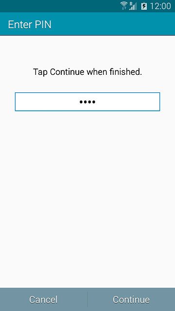 Key in the required phone lock code and press Continue.