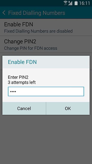 Key in your PIN2 and press OK.
