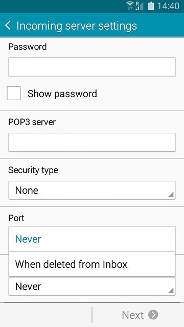 Press Never or When deleted from Inbox.