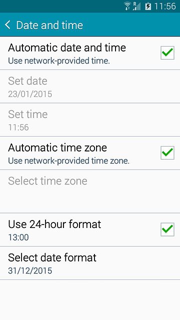 Press Automatic time zone until the function is turned on.