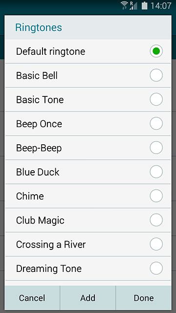 To assign your phone's current default ring tone:Press Default ringtone.