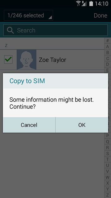 Press OK to confirm.