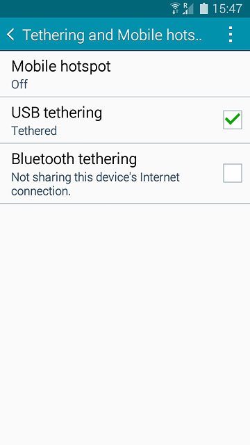 Press USB tethering until the function is turned on.