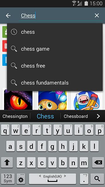 Key in the name of the required app and press the search icon.