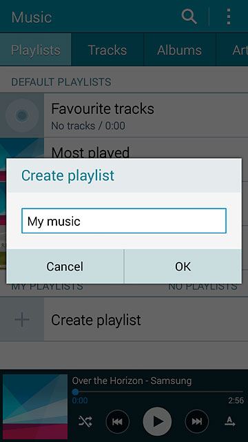Key in a name for the playlist and press OK.