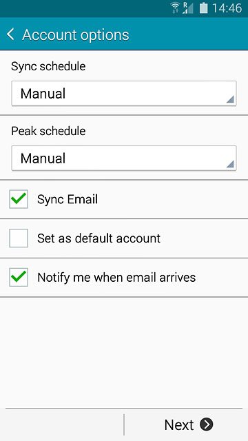 Press Notify me when email arrives to turn the function on or off.