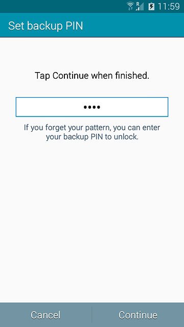 Key in a four-digit PIN and press Continue.