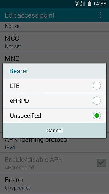 Press Unspecified.