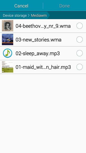Press the field next to the required audio file.