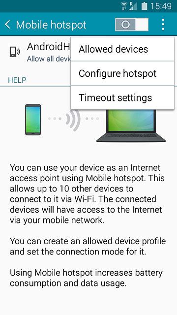Press Configure hotspot.