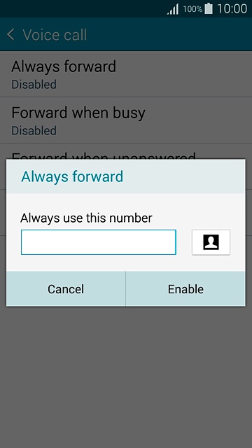 Key in (prefix) 5 (your phone number) and press Enable.