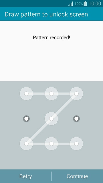 Press Continue.Repeat the selected phone lock code to confirm.
