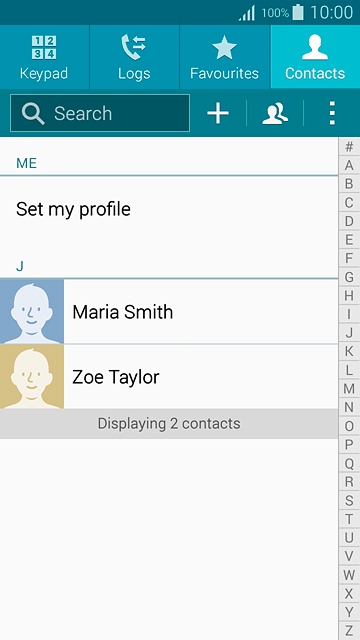 Press the required contact.The contact details are displayed.