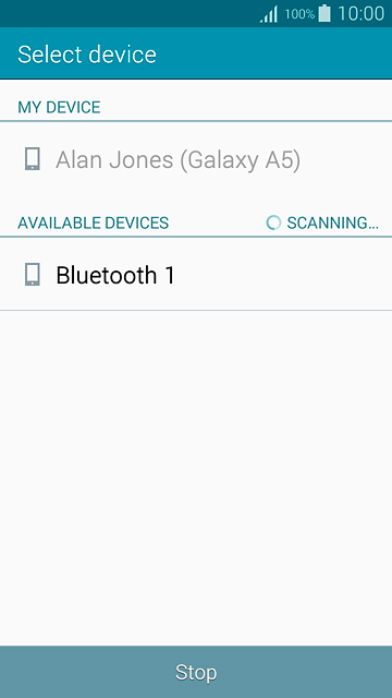 Your phone now searches for devices and after a moment, a list of Bluetooth devices within range is displayed.Press the required Bluetooth device.The file is sent.