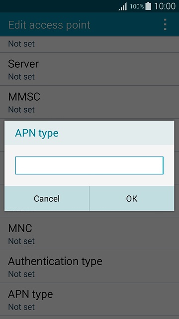 Key in default and press OK.