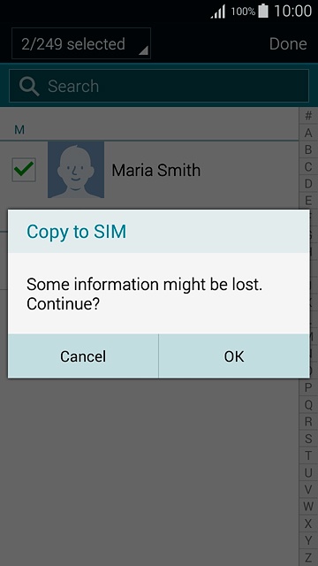 Press OK to confirm.