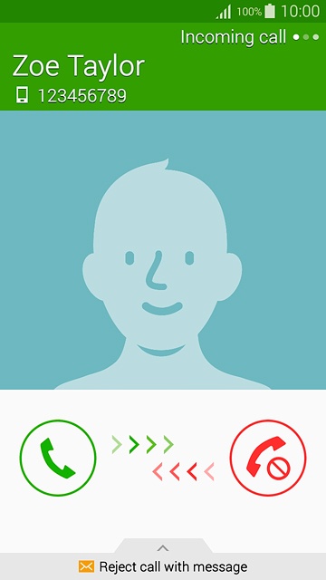 Press and drag the reject call icon left.