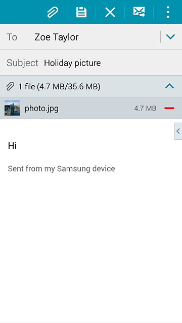 Press the send icon when you've finished your email message.