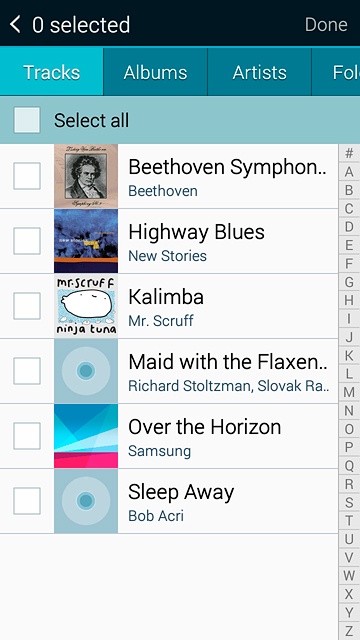 Press the required audio files to select them.