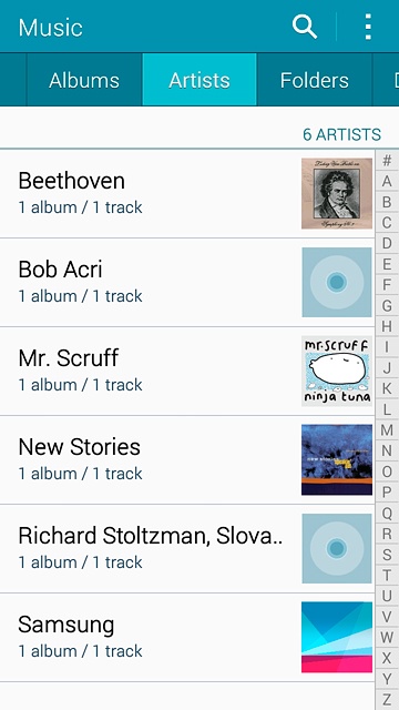 Press the required category.Go to the required audio file or playlist.
