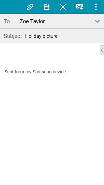 Press the text input field.Write the text for your email message.