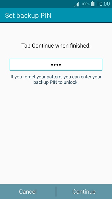 Key in a four-digit PIN and press Continue.