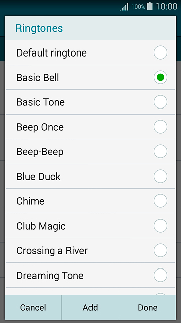 Once you've found a ring tone you like, press Done.